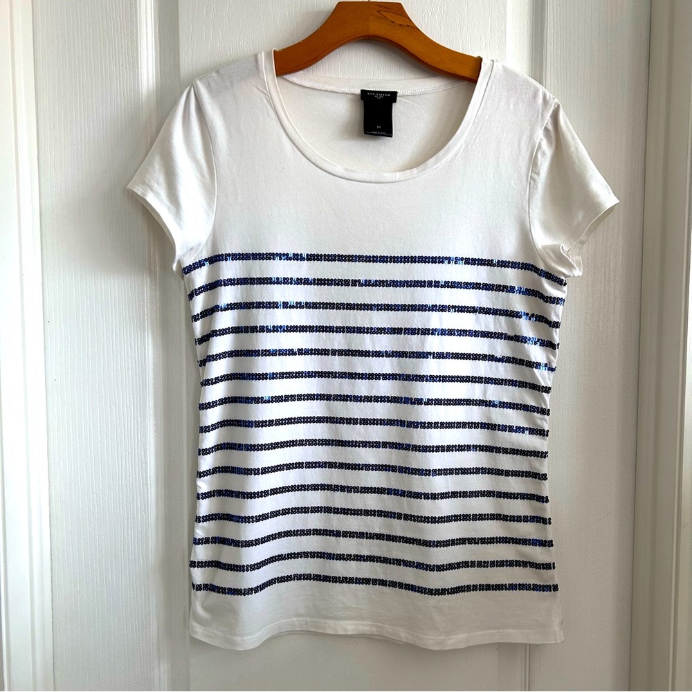 Ann Taylor Stripe Short Sleeve Short Size M